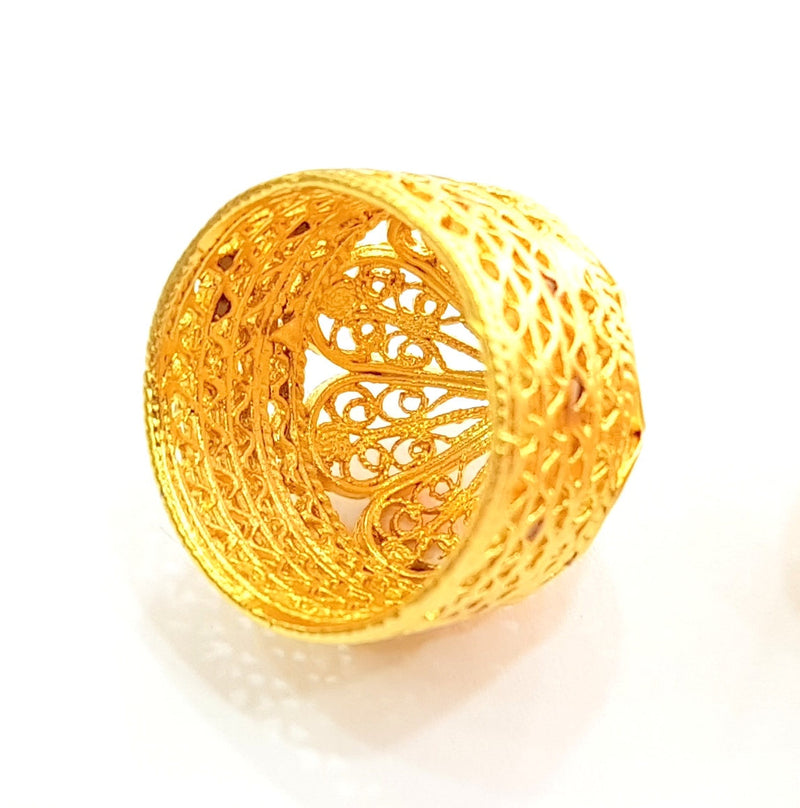 2 Gold Cone Gold Plated Brass Cones Bead Caps Findings  (21x18 mm)  G8409