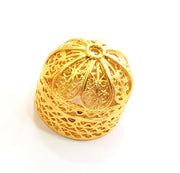 2 Gold Cone Gold Plated Brass Cones Bead Caps Findings  (21x18 mm)  G8409