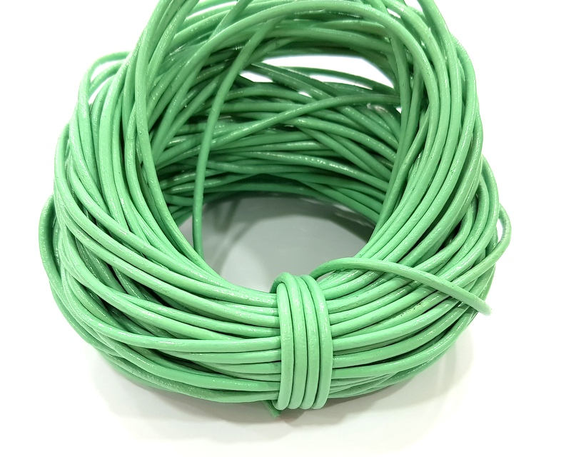 Leather Water Green Cord 1mt-3.3 ft (2mm) Round Leather Lacing G7962