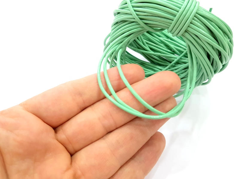 Leather Water Green Cord 1mt-3.3 ft (2mm) Round Leather Lacing G7962