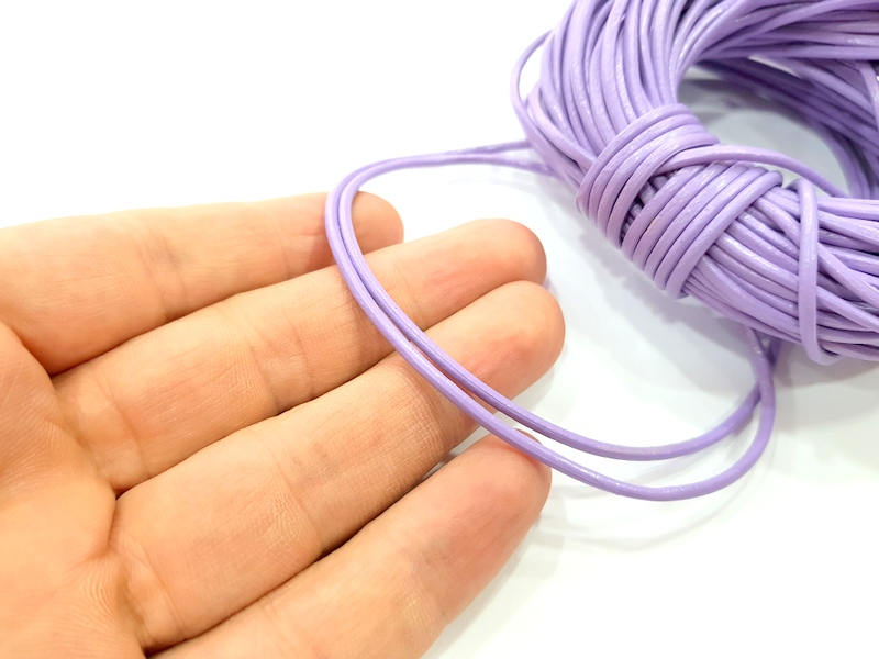 Leather Lilac Cord 1mt-3.3 ft (2mm) Round Leather Lacing G7963