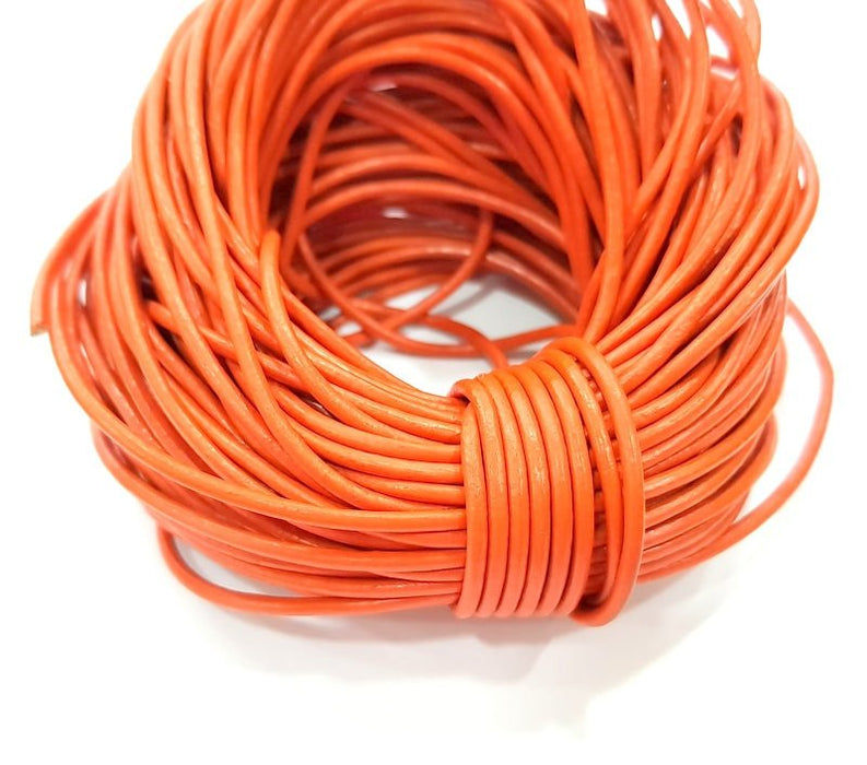 Leather Orange Cord 1mt-3.3 ft (2mm) Round Leather Lacing G7967