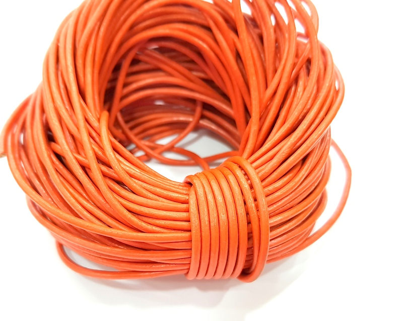 Leather Orange Cord 1mt-3.3 ft (2mm) Round Leather Lacing G7967