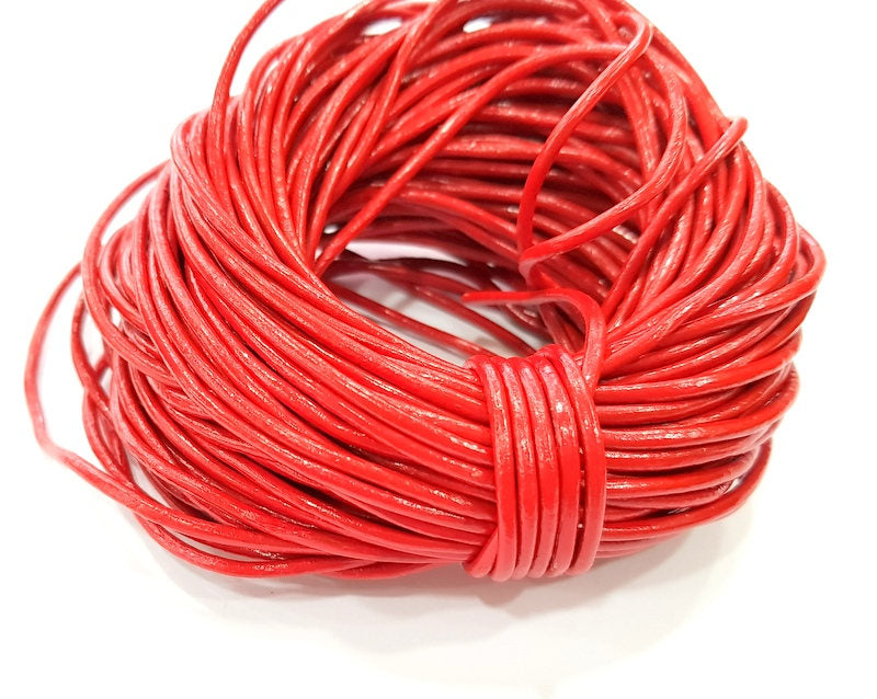 Leather Red Cord 1mt-3.3 ft (2mm) Round Leather Lacing G7970