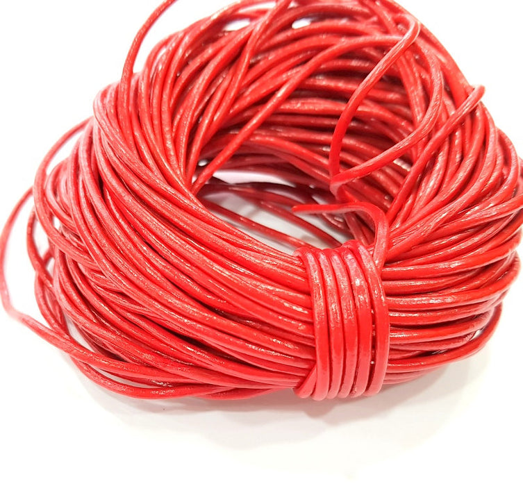 Leather Red Cord 1mt-3.3 ft (2mm) Round Leather Lacing G7970