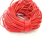 Leather Red Cord 1mt-3.3 ft (2mm) Round Leather Lacing G7970