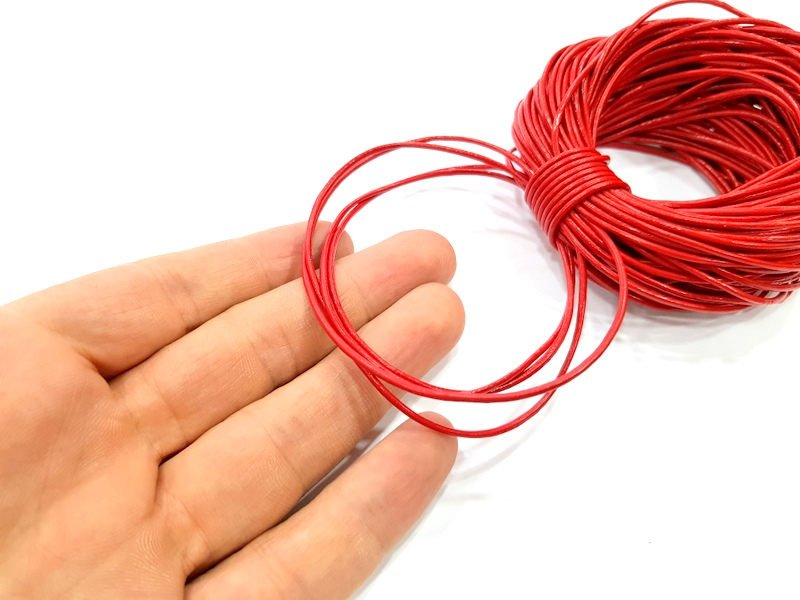 Leather Red Cord 1mt-3.3 ft (1.5mm) Round Leather Lacing G7979