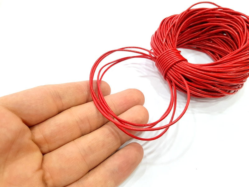 Leather Red Cord 1mt-3.3 ft (1.5mm) Round Leather Lacing G7979