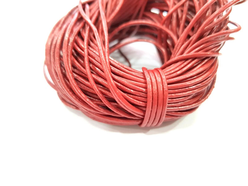 Leather Claret Red Cord 1mt-3.3 ft (1.5mm) Round Leather Lacing G7980