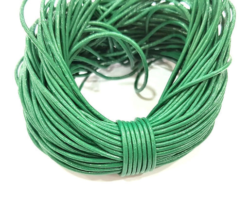 Leather Green Cord 1mt-3.3 ft (1.5mm) Round Leather Lacing G7981