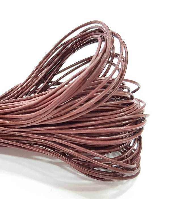 Leather Claret Red Cord 1mt-3.3 ft (1mm) Round Leather Lacing G7987