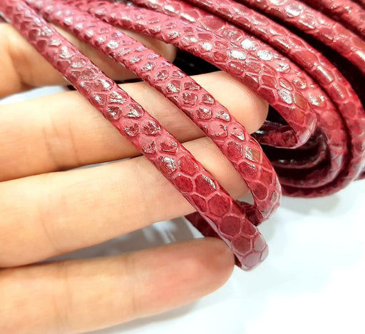 Red Cord 1mt-3.3 ft (8x4mm) imitation Leather Lacing G7995