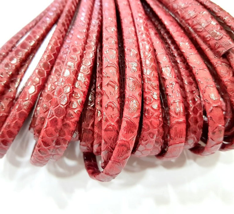 Red Cord 1mt-3.3 ft (8x4mm) imitation Leather Lacing G7995