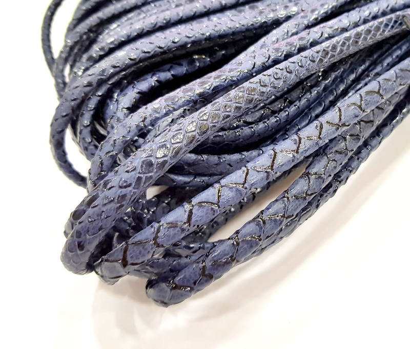 Navy Blue Cord 1mt-3.3 ft (8x4mm) imitation Leather Lacing G7997