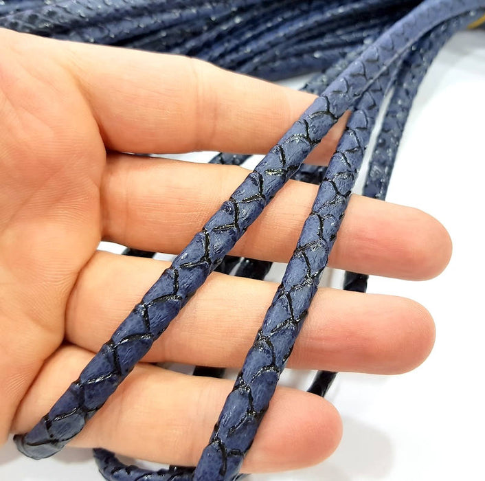 Navy Blue Cord 1mt-3.3 ft (8x4mm) imitation Leather Lacing G7997