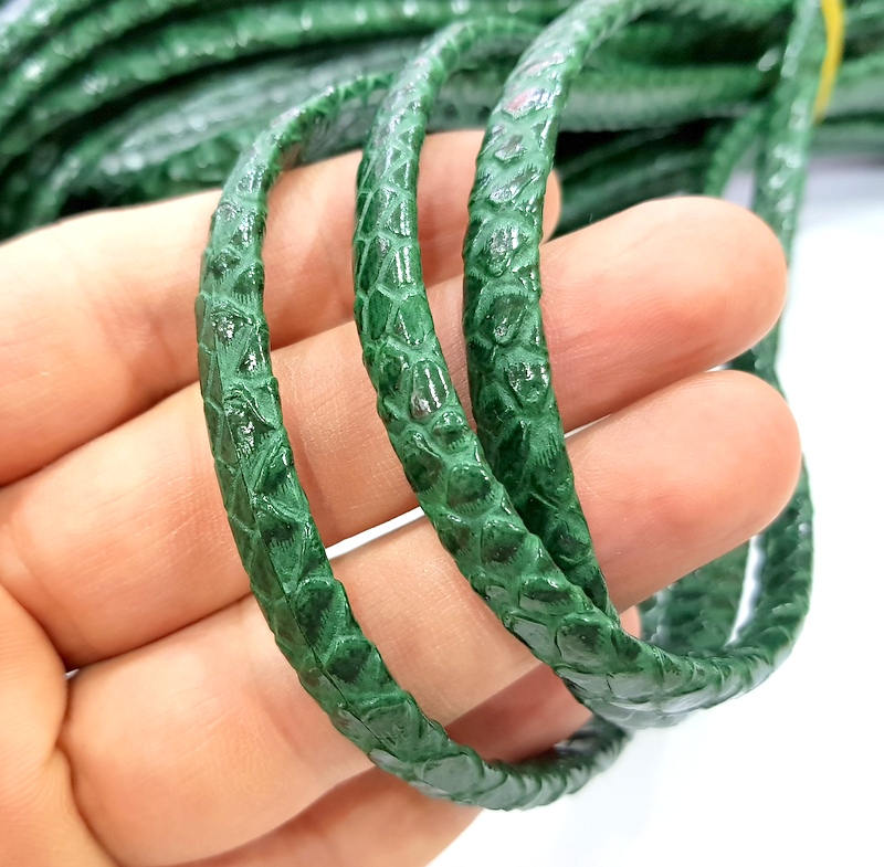 Green Cord 1mt-3.3 ft (8x4mm) imitation Leather Lacing G7999