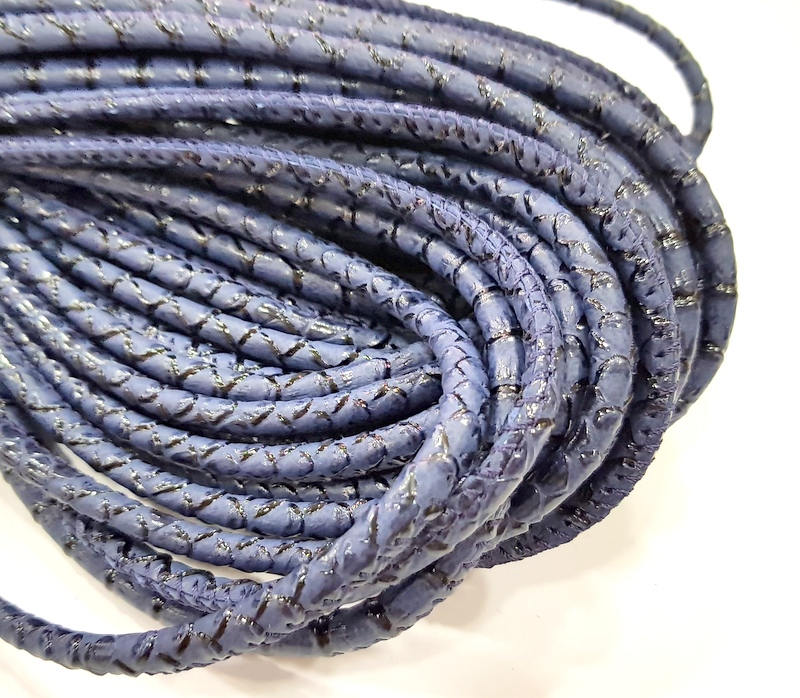 Navy Blue Cord 1mt-3.3 ft (6mm) imitation Leather Lacing G8008