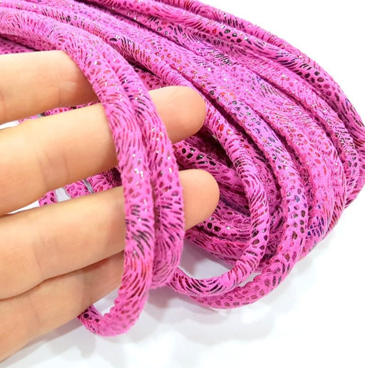 Pink Cord 1mt-3.3 ft (6mm) imitation Leather Lacing G8010