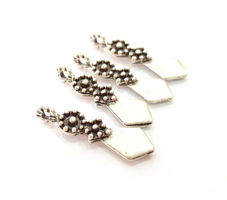 10 Silver Charms Antique Silver Plated Charms (26x8mm) G17049