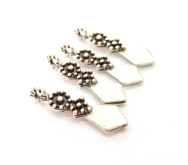 10 Silver Charms Antique Silver Plated Charms (26x8mm)  G17049