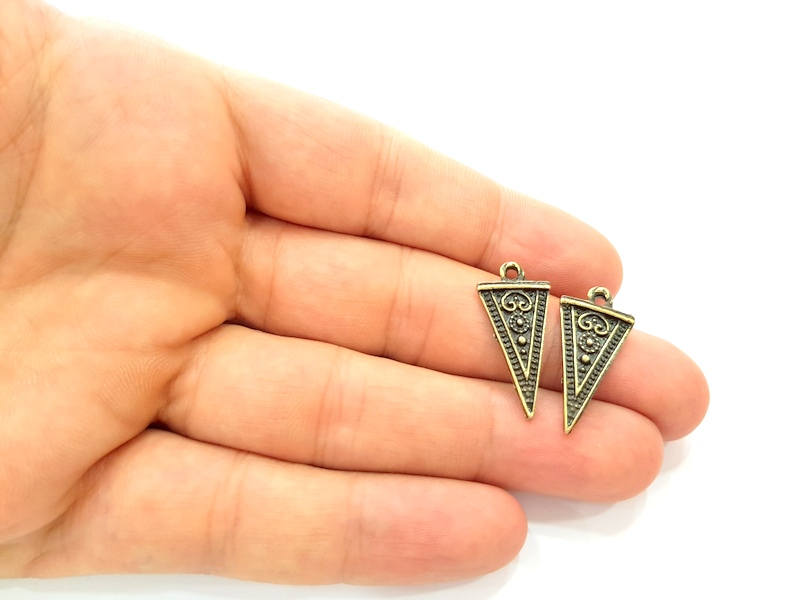 10 Antique Bronze Tribal Charm Antique Bronze Charm (25x13mm) G8026