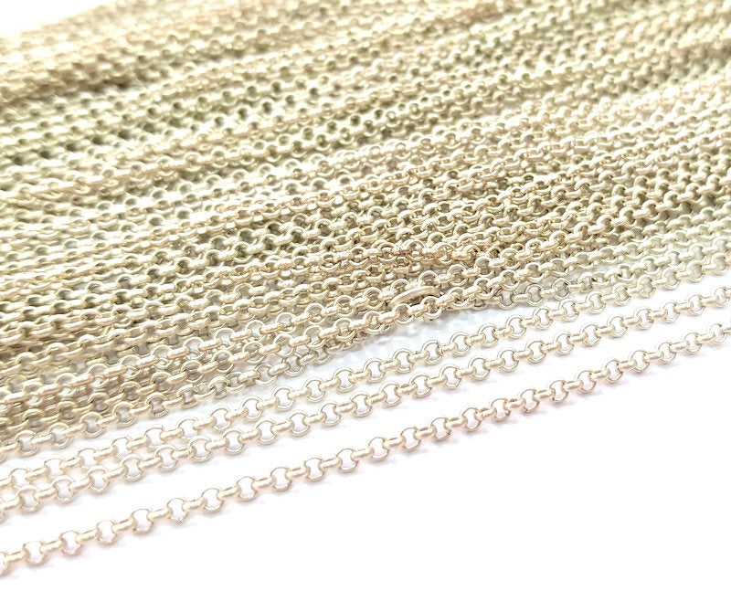 Silver Rolo Chain Antique Silver Plated Chain  1 Meter - 3.3 Feet (2 mm) G8028