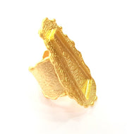 Gold Ring Blank Ring Settings Ring Bezel Base Cabochon Mountings Adjustable  (32x10x6mm blank ) Gold Plated Brass G17502