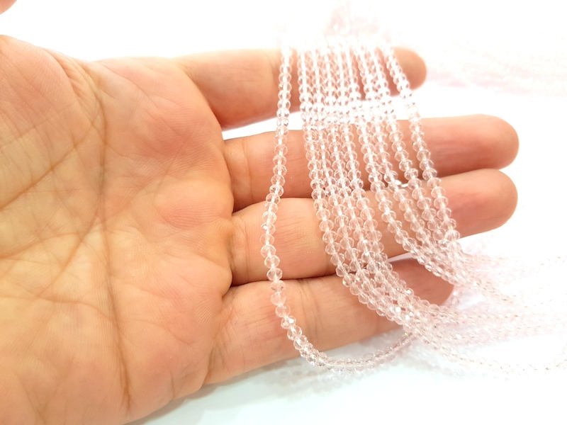 Light Pink Glass Rondelle Faceted Beads 3 mm , 1 Strand approx 38 cm ( approx 14,5 inch- approx 150 Pcs) G8041