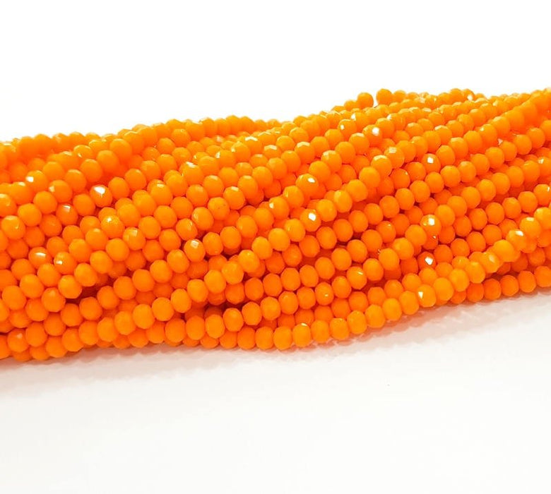 Orange Glass Rondelle Faceted Beads 3 mm 1 Strand approx 38 cm ( approx 14,5 inch- approx 150 Pcs) G8046