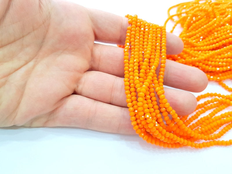 Orange Glass Rondelle Faceted Beads 3 mm 1 Strand approx 38 cm ( approx 14,5 inch- approx 150 Pcs) G8046