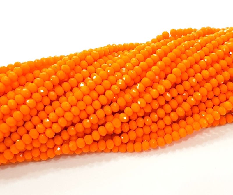 Orange Glass Rondelle Faceted Beads 3 mm 1 Strand approx 38 cm ( approx 14,5 inch- approx 150 Pcs) G8046