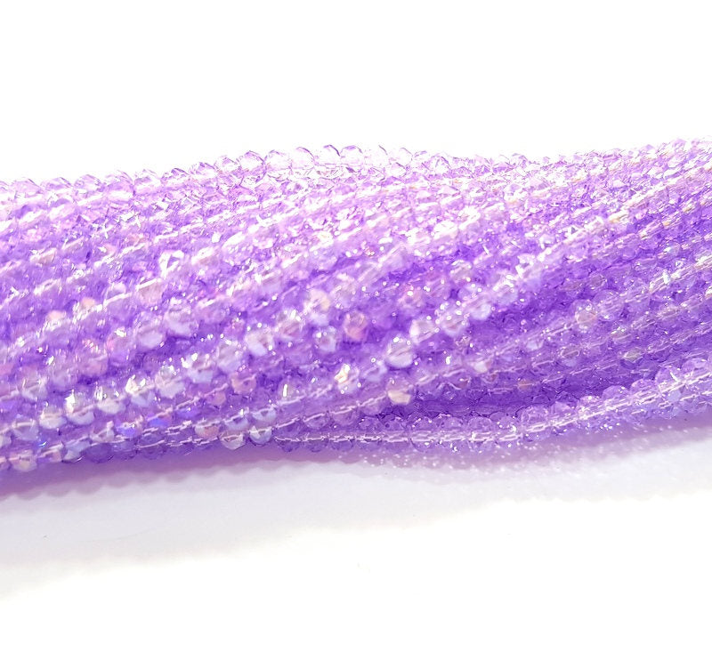 Lavender Glass Rondelle Faceted Beads 3 mm 1 Strand approx 38 cm ( approx 14,5 inch- approx 150 Pcs) G8048