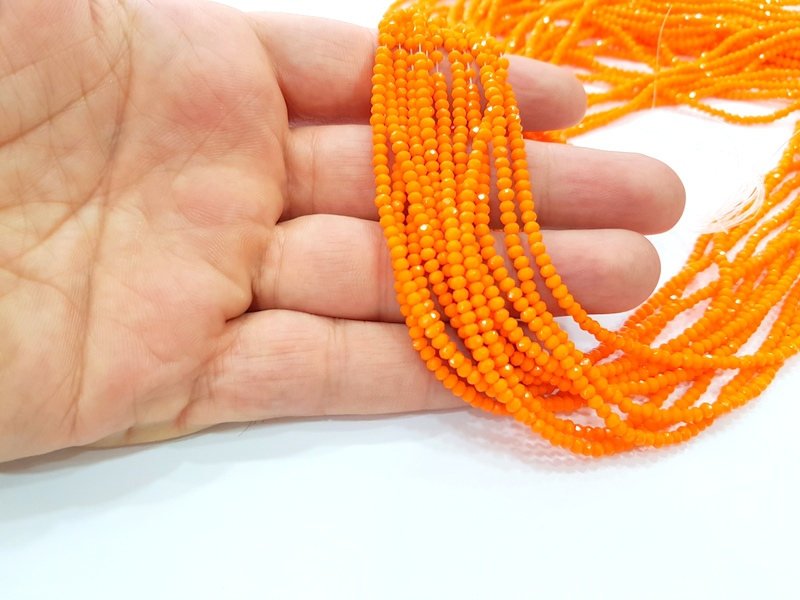 Orange Rondelle Faceted Glass Beads 2,5x2 mm 1 Strand approx 40 cm ( approx 15 inch-  approx 190 Pcs) G8053