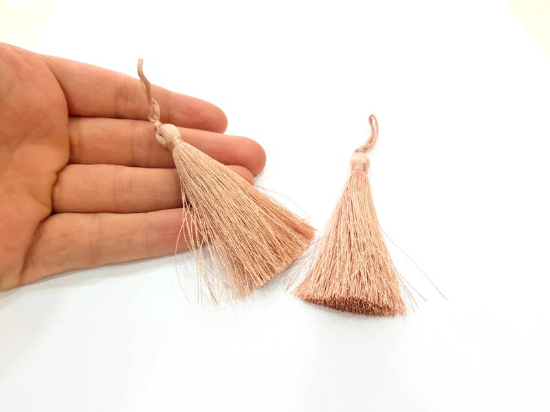 2 Tan Pink Tassel (78 mm - 3 inches) G8066