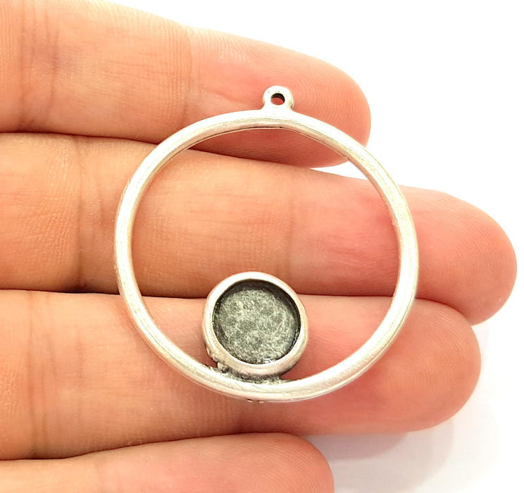 2 Silver Circle Blank Charms Antique Silver Plated Blanks (10mm Blank) G8070