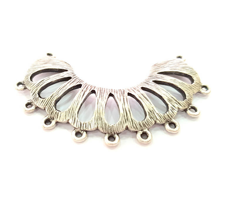 Silver Pendant Connector Antique Silver Plated Pendant (62x19mm) G8072
