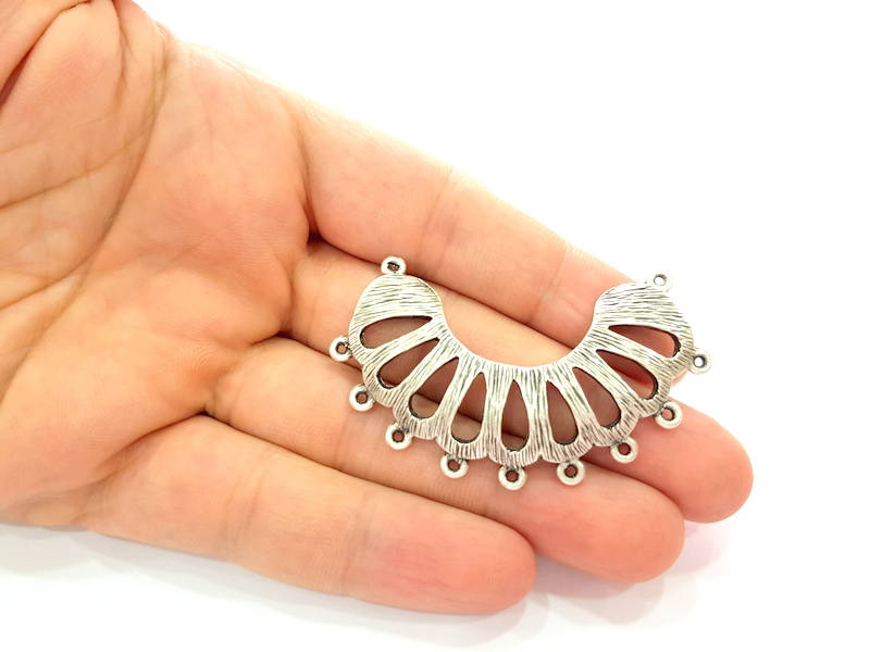 Silver Pendant Connector Antique Silver Plated Pendant (62x19mm) G8072