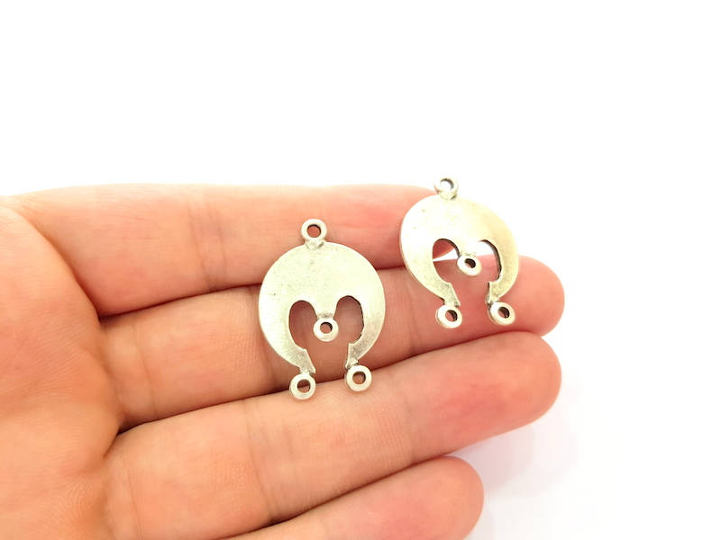 4 Silver Charms Connector Antique Silver Plated Connector (31x21mm) G8073