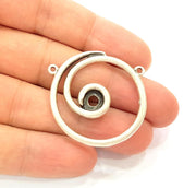 2 Silver Pendant Bezel Blank Earring Component Antique Silver Plated Blanks (35mm) G8629