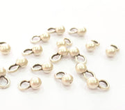25 Silver Ball Charms Antique Silver Plated Charms (5x9mm) G8080