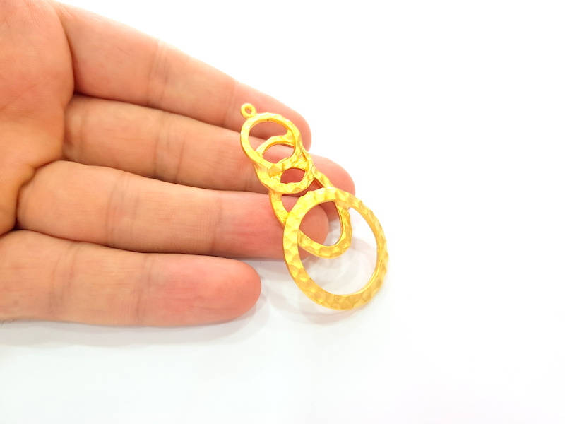 Gold Hammered Pendant Gold Plated Pendant (64x35mm)  G15541