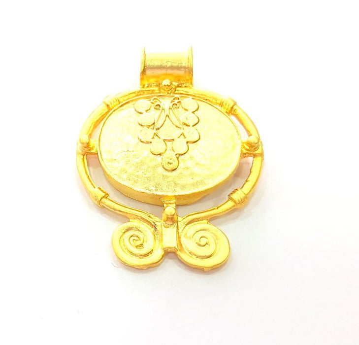 Gold Tribal Pendant Gold Plated Pendant (59x44mm) G8084