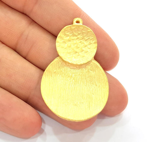 Gold Hammered Pendant Gold Plated Pendant (45x29mm)  G8086