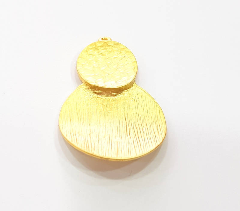 Gold Hammered Pendant Gold Plated Pendant (45x29mm)  G8086