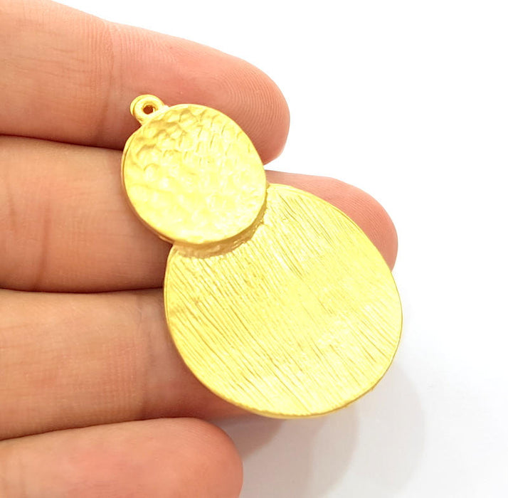 Gold Hammered Pendant Gold Plated Pendant (45x29mm)  G8086