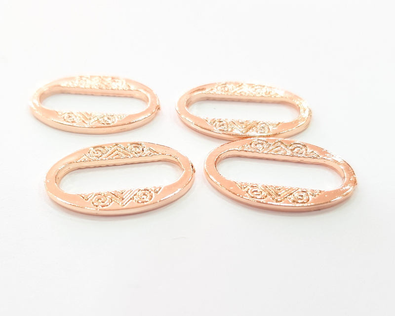 5 Rose Gold Connector Circle Rose Gold Plated Circle Ring (22x13 mm)  G8087