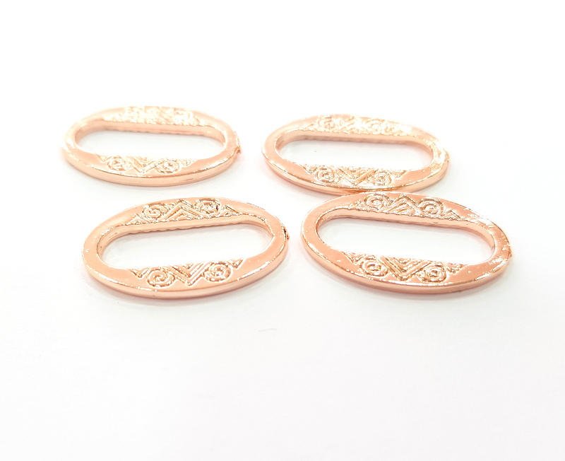 5 Rose Gold Connector Circle Rose Gold Plated Circle Ring (22x13 mm)  G8087