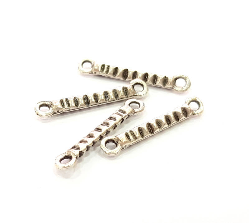 20 Silver Pendant Connector Antique Silver Plated Pendant (22x3mm) G8093
