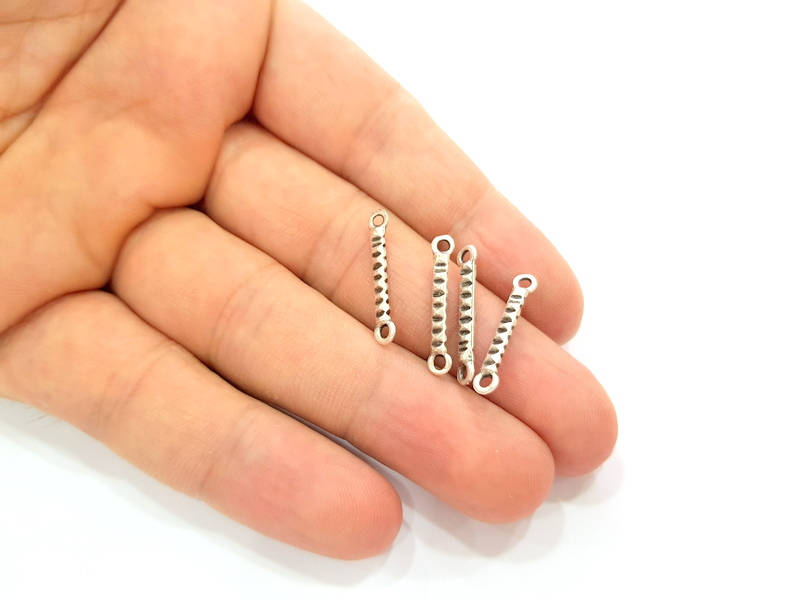 50 Silver Pendant Connector Antique Silver Plated Pendant (22x3mm) G8093