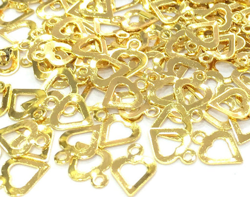 20 Pcs  Gold Plated Brass Heart Charms (11x8mm)  G4530